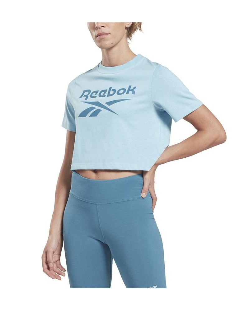 Women's Identity Logo Cropped T-Shirt Blue $18.20 Tops