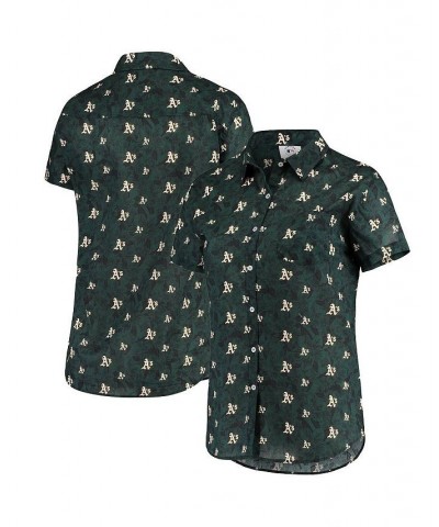 Women's Green Oakland Athletics Floral Button Up Shirt Green $41.59 Tops