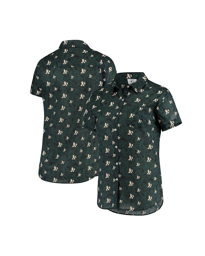 Women's Green Oakland Athletics Floral Button Up Shirt Green $41.59 Tops