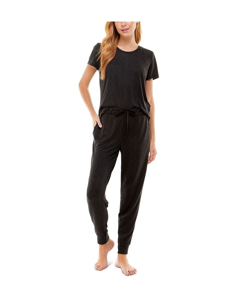 Scoop Neck T-Shirt & Jogger Pants Pajama Set Black Space Dye $12.00 Sleepwear