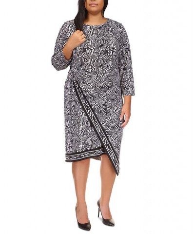 Plus Size Zebra-Print Asymmetric Midi Dress Black/white $31.88 Dresses