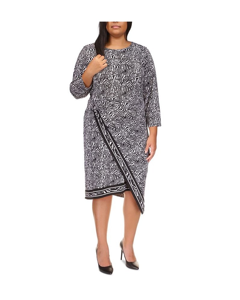 Plus Size Zebra-Print Asymmetric Midi Dress Black/white $31.88 Dresses