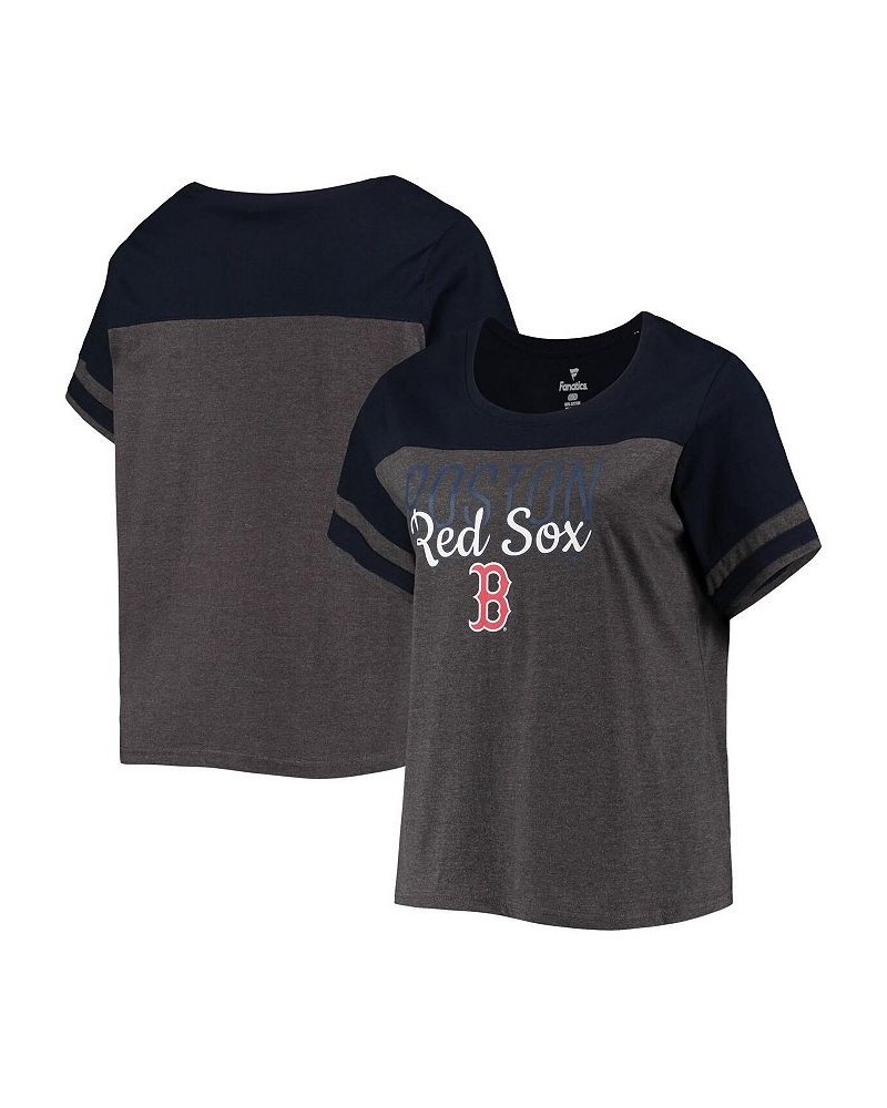 Women's Heathered Charcoal and Navy Boston Red Sox Plus Size Colorblock T-shirt Heathered Charcoal, Navy $27.83 Tops