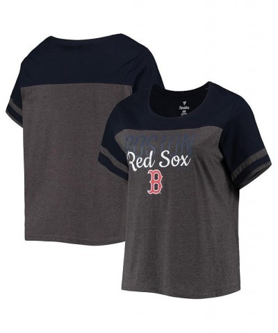 Women's Heathered Charcoal and Navy Boston Red Sox Plus Size Colorblock T-shirt Heathered Charcoal, Navy $27.83 Tops