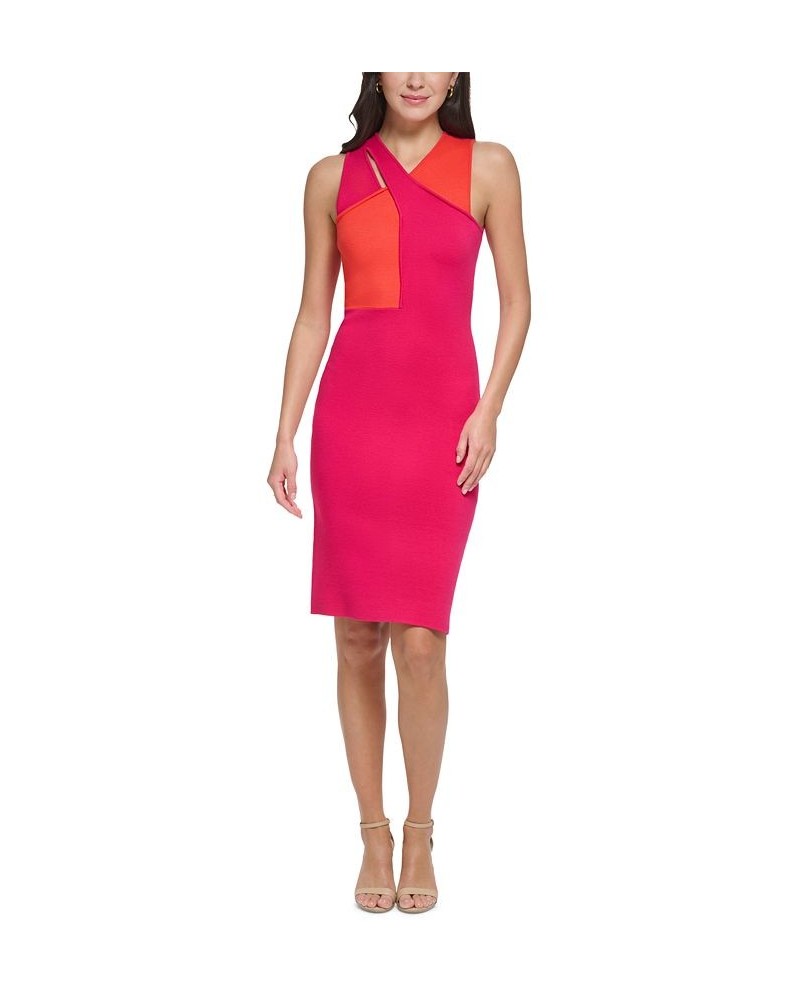 Women's Colorblocked Bodycon Dress Fuchsia $53.28 Dresses