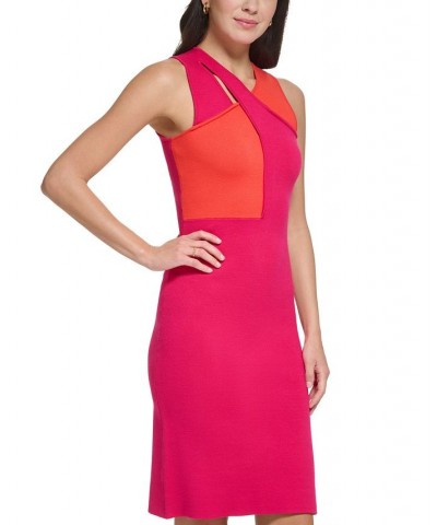 Women's Colorblocked Bodycon Dress Fuchsia $53.28 Dresses