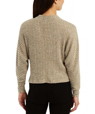 Juniors' V-Neck Ribbed Dolman-Sleeve Sweater Tan/Beige $11.23 Sweaters