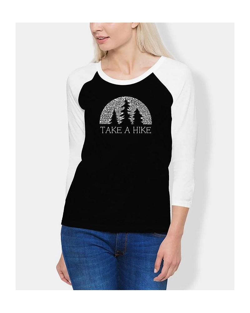 Women's Raglan Nature Lover Word Art T-shirt Black, White $18.92 Tops