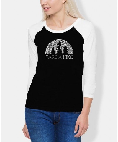 Women's Raglan Nature Lover Word Art T-shirt Black, White $18.92 Tops