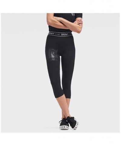 Women's Black Chicago Blackhawks Karan Capri Leggings Black $30.55 Pants