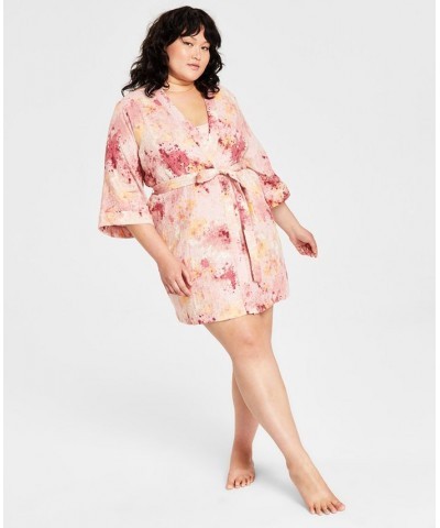 Style Not Size Women's and Plus Size Robe Watercolor Blush $16.33 Sleepwear