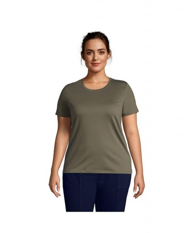 Women's Plus Size Relaxed Supima Cotton Short Sleeve Crewneck T-Shirt Forest moss $18.88 Tops