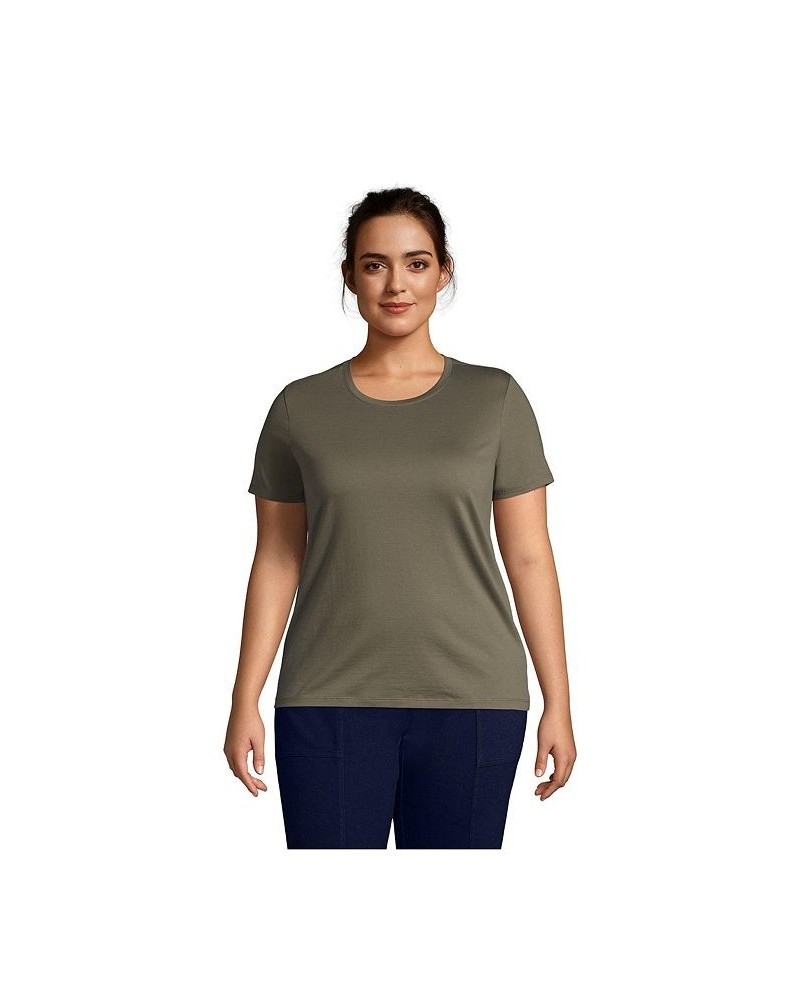 Women's Plus Size Relaxed Supima Cotton Short Sleeve Crewneck T-Shirt Forest moss $18.88 Tops