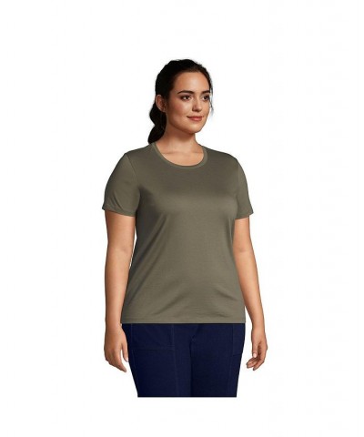 Women's Plus Size Relaxed Supima Cotton Short Sleeve Crewneck T-Shirt Forest moss $18.88 Tops