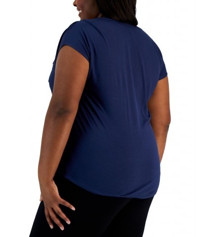 Plus Size Woven-Front V-Neck Top Chilled Melon $19.24 Tops