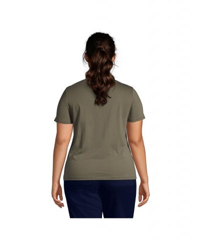 Women's Plus Size Relaxed Supima Cotton Short Sleeve Crewneck T-Shirt Forest moss $18.88 Tops