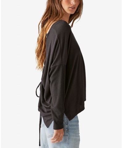 Cloud Jersey Deep V-Neck Ruched Top Black $25.37 Tops