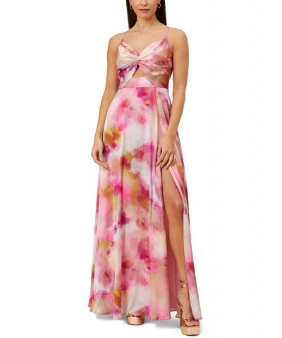 Printed Long Twist-Front Dress Pink Multi $128.10 Dresses