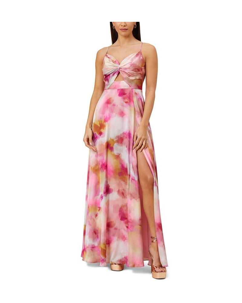 Printed Long Twist-Front Dress Pink Multi $128.10 Dresses