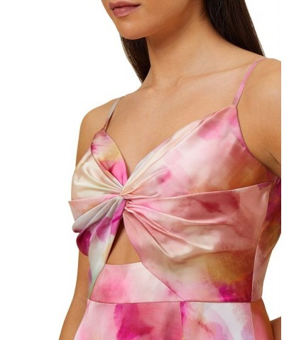 Printed Long Twist-Front Dress Pink Multi $128.10 Dresses