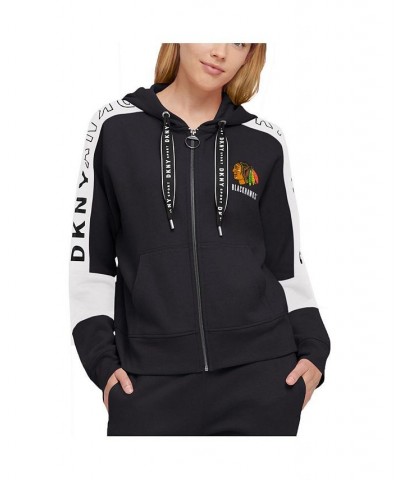 Women's Black Chicago Blackhawks Allison Full-Zip Hoodie Jacket Black $44.00 Jackets