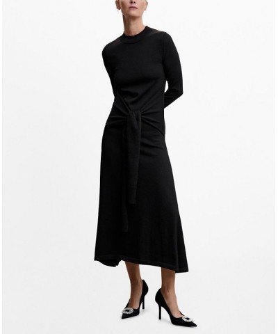 Women's Bow Knitted Dress Black $42.90 Dresses