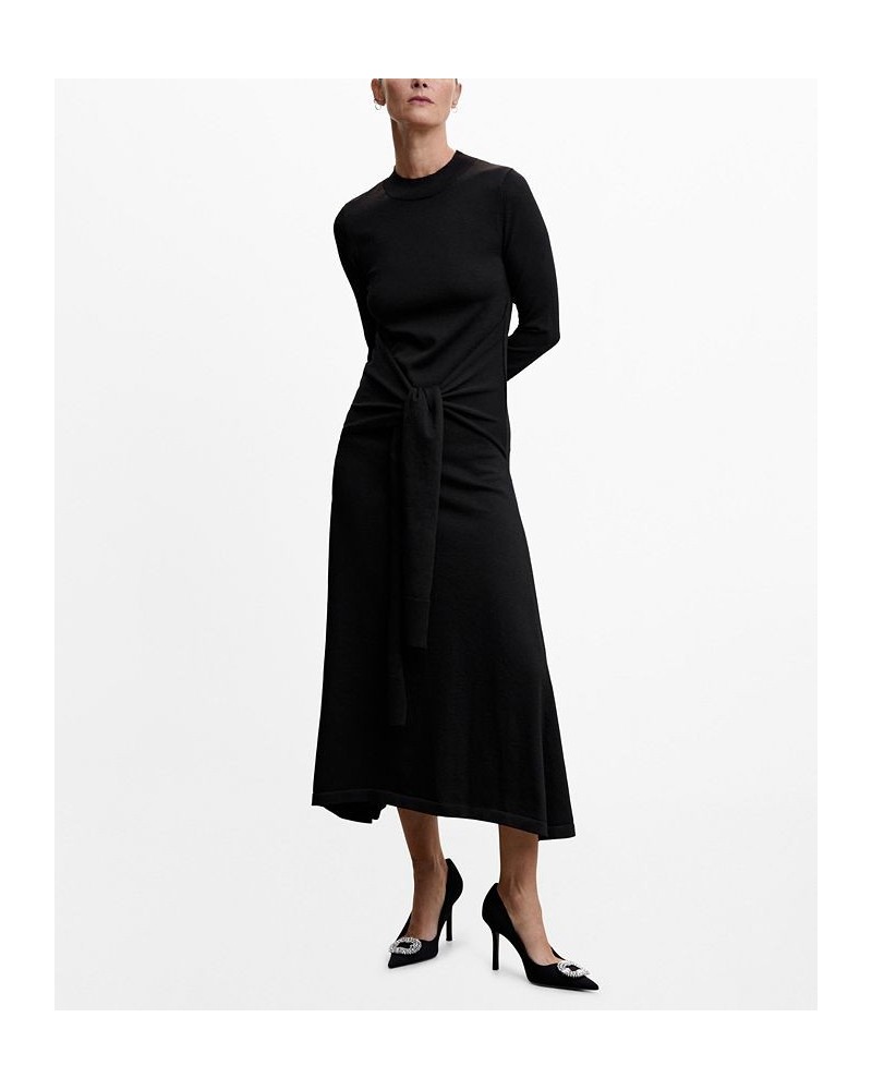 Women's Bow Knitted Dress Black $42.90 Dresses