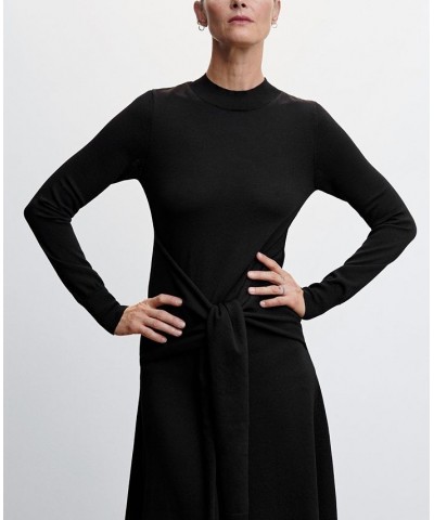 Women's Bow Knitted Dress Black $42.90 Dresses