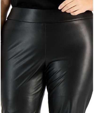 Plus Size Pull-On Faux-Leather Slim-Fit Ankle Pants Black $23.78 Pants