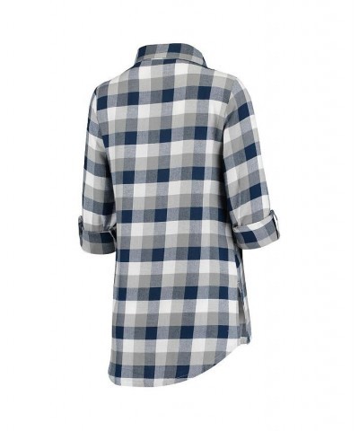 Women's Navy Gray New York Yankees Breakout Flannel Long Sleeve Nightshirt Navy, Gray $30.20 Pajama