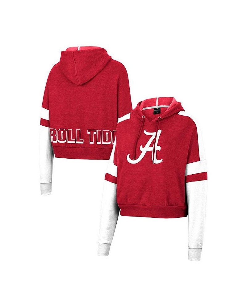 Women's Crimson Alabama Crimson Tide Throwback Stripe Arch Logo Cropped Pullover Hoodie Crimson $32.99 Sweatshirts