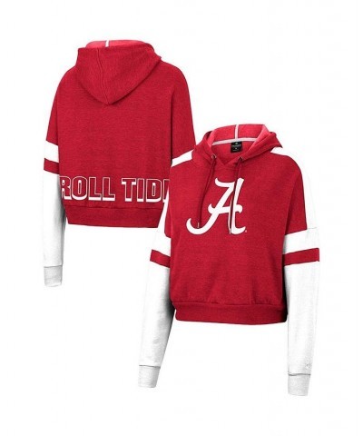 Women's Crimson Alabama Crimson Tide Throwback Stripe Arch Logo Cropped Pullover Hoodie Crimson $32.99 Sweatshirts