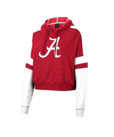 Women's Crimson Alabama Crimson Tide Throwback Stripe Arch Logo Cropped Pullover Hoodie Crimson $32.99 Sweatshirts