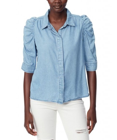 Women's Puffed-Sleeve Button-Up Shirt Everglades $22.28 Tops