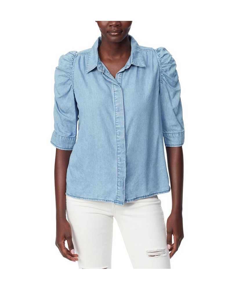 Women's Puffed-Sleeve Button-Up Shirt Everglades $22.28 Tops