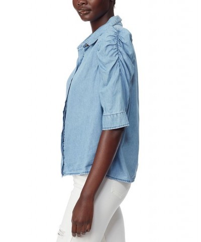 Women's Puffed-Sleeve Button-Up Shirt Everglades $22.28 Tops