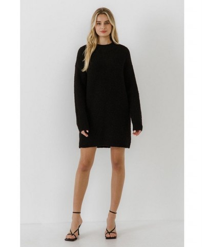 Women's Long-Sleeved Sweater Dress Black $45.00 Dresses