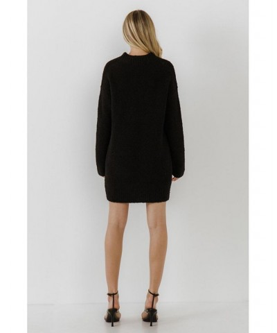 Women's Long-Sleeved Sweater Dress Black $45.00 Dresses