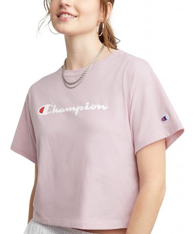 Women's Logo Cropped T-Shirt Pink $11.79 Tops