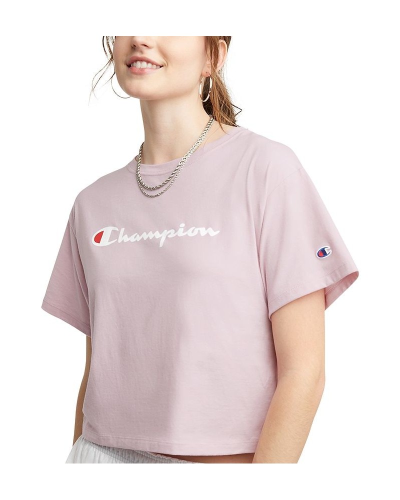 Women's Logo Cropped T-Shirt Pink $11.79 Tops