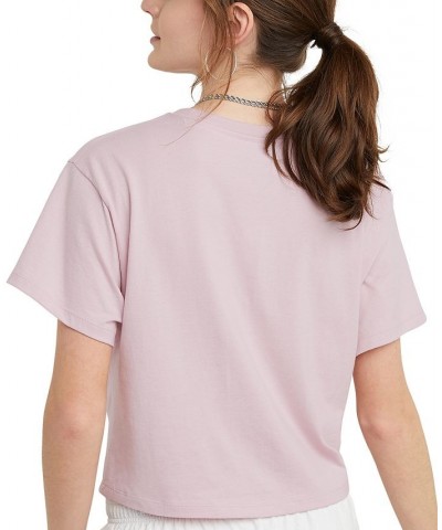 Women's Logo Cropped T-Shirt Pink $11.79 Tops