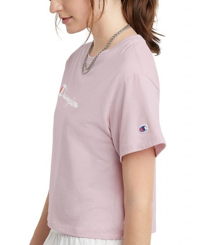 Women's Logo Cropped T-Shirt Pink $11.79 Tops