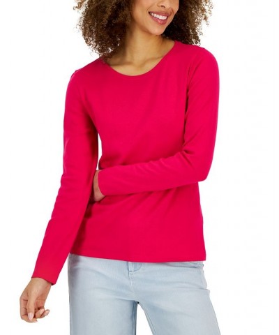 Women's Pima Cotton Long-Sleeve Top Bold Strawberry $11.75 Tops