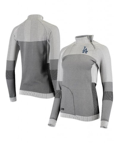 Women's Gray Los Angeles Dodgers Verse Asymmetrical Tri-Blend Quarter-Zip Jacket Gray $40.00 Sweaters