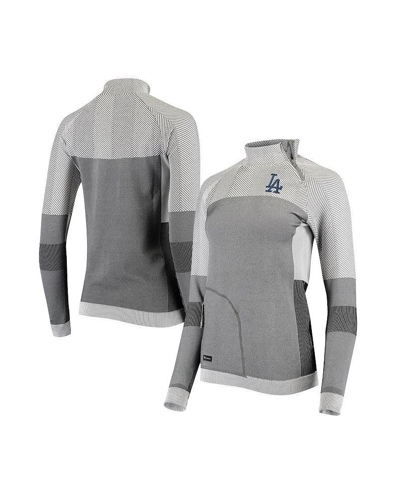 Women's Gray Los Angeles Dodgers Verse Asymmetrical Tri-Blend Quarter-Zip Jacket Gray $40.00 Sweaters