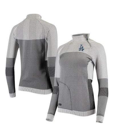 Women's Gray Los Angeles Dodgers Verse Asymmetrical Tri-Blend Quarter-Zip Jacket Gray $40.00 Sweaters