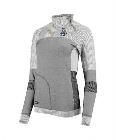 Women's Gray Los Angeles Dodgers Verse Asymmetrical Tri-Blend Quarter-Zip Jacket Gray $40.00 Sweaters