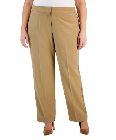 Plus & Petite Plus Size Curvy-Fit Straight-Leg Pants Brown $18.93 Pants