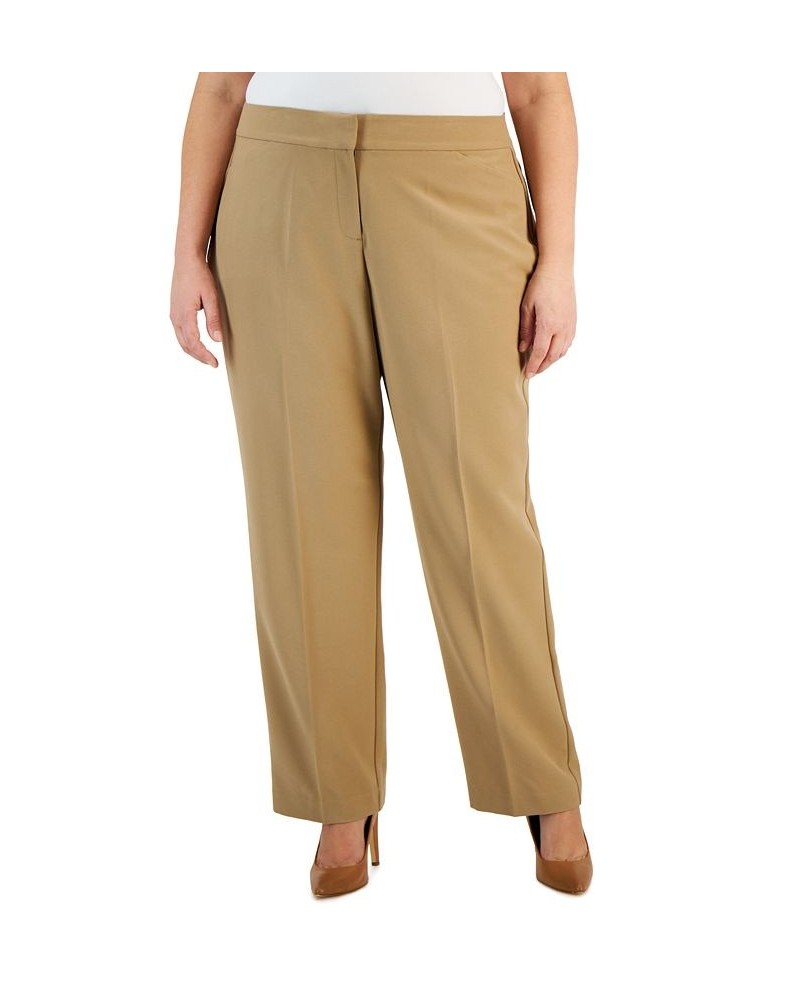 Plus & Petite Plus Size Curvy-Fit Straight-Leg Pants Brown $18.93 Pants