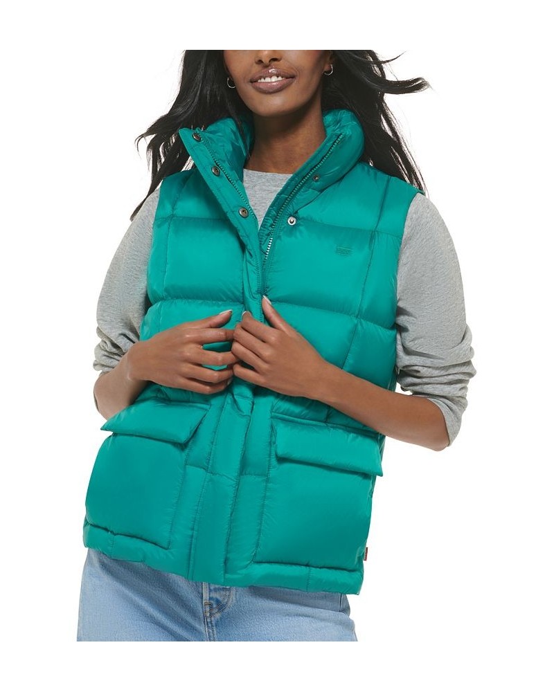 Women's Box-Quilted Puffer Vest Green $24.60 Jackets